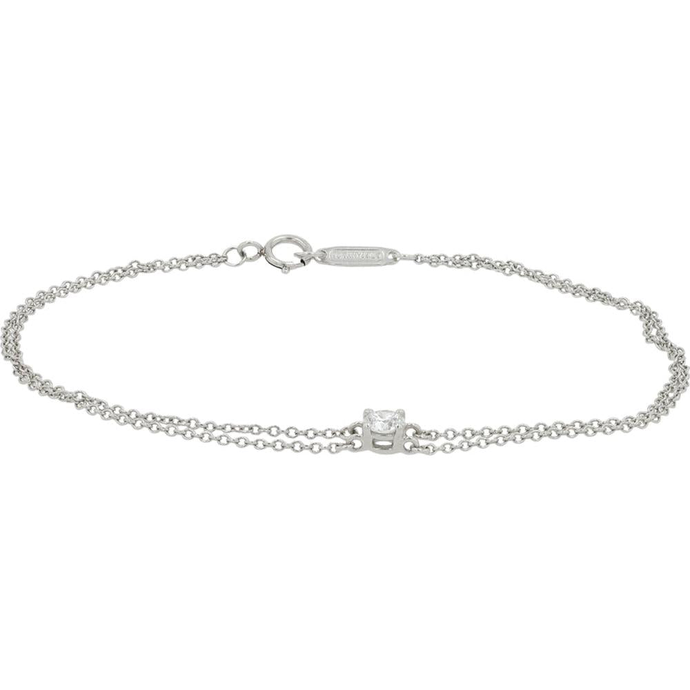 Platinum Tiffany & Co. Diamond Solitaire Station Bracelet - 0.20 Carat Total Diamond Weight