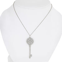 Platinum Tiffany & Co. Key Pendant Necklace with Round Brilliant Diamonds - 0.99 Carats Total Diamond Weight
