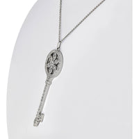 Platinum Tiffany & Co. Key Pendant Necklace with Round Brilliant Diamonds - 0.99 Carats Total Diamond Weight