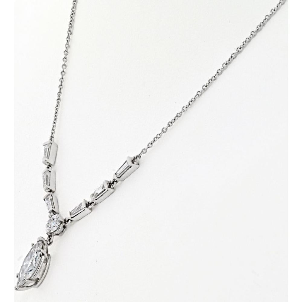 Platinum Tiffany & Co. Marquise Drop Necklace with 1.50 Carats Diamond