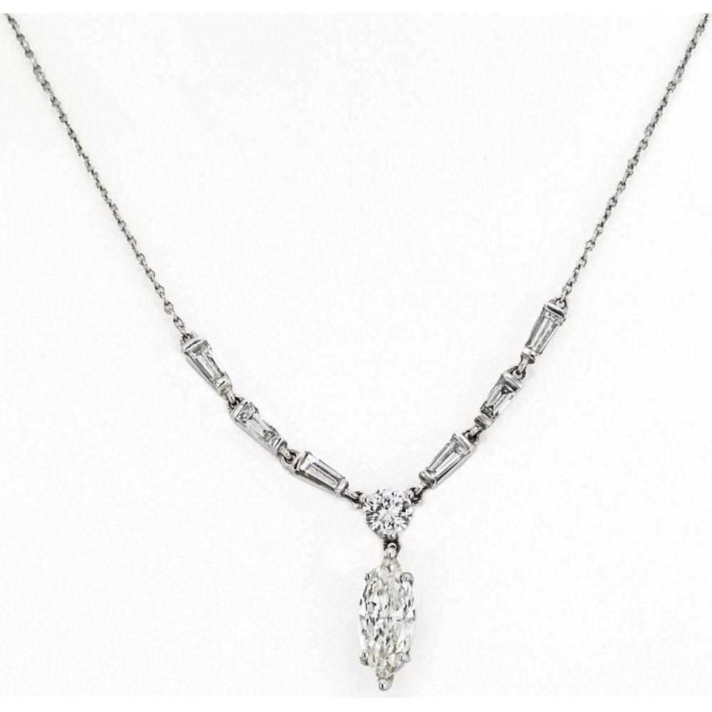 Platinum Tiffany & Co. Marquise Drop Necklace with 1.50 Carats Diamond