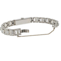 Platinum Vintage Diamond Watch with Baguette and Round Cut Diamonds - 6.0 Carats Total Diamond Weight
