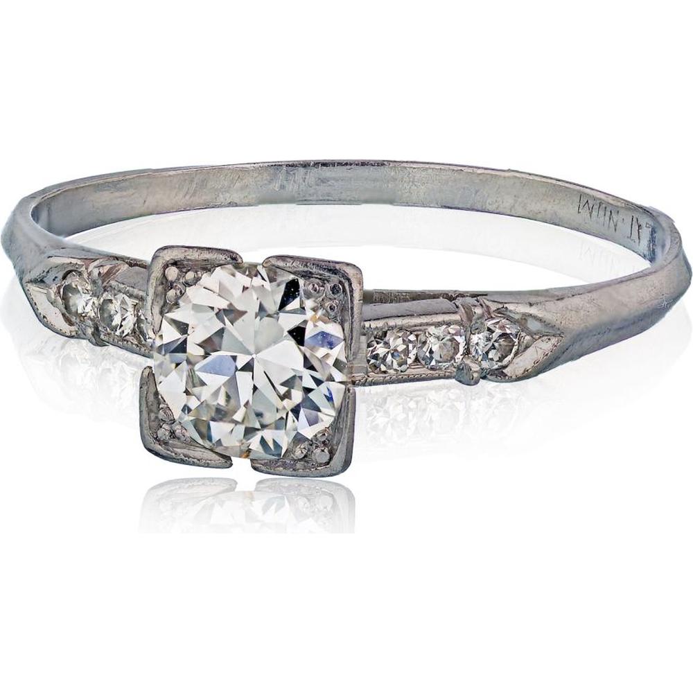 Platinum Vintage Engagement Ring with 0.7 Carat Round Diamond, Circa 1960s