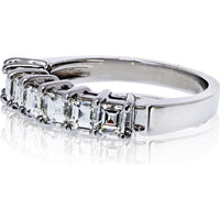 Platinum Wedding Band with Seven Square Emerald Cut Diamonds - 1.75 Carat Total Diamond Weight