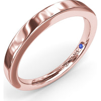 Polished Comfort Fit Wedding Band with Hidden Round Blue Sapphire Accent by Fana