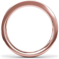 Polished Comfort Fit Wedding Band with Hidden Round Blue Sapphire Accent by Fana
