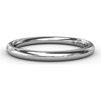 Polished Diamond Wedding Band with Inner Pavé Set Round Diamonds by Fana