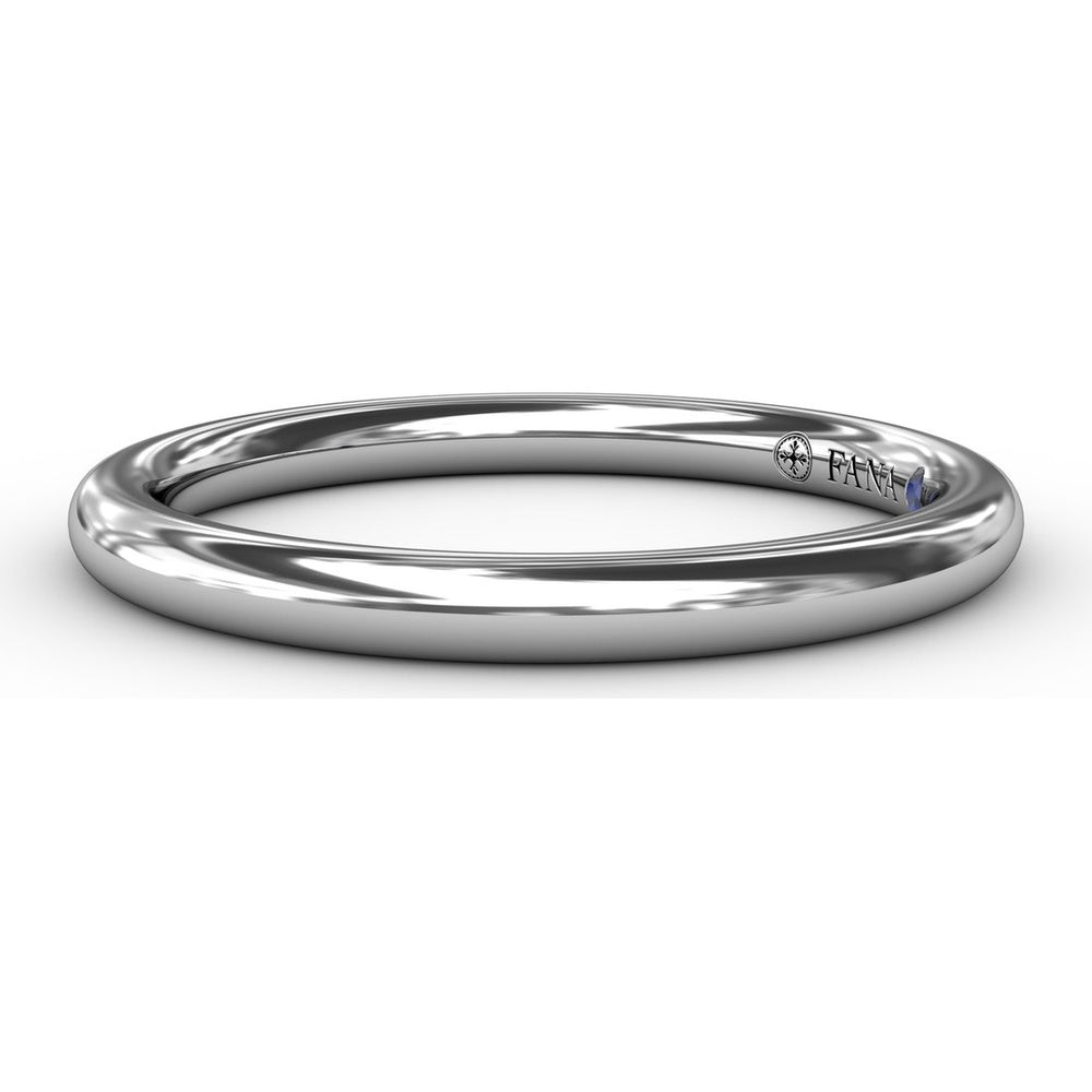 Polished Diamond Wedding Band with Inner Pavé Set Round Diamonds by Fana