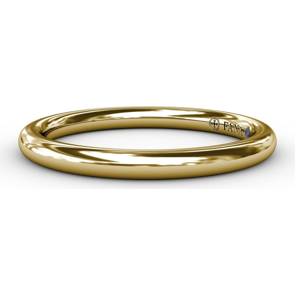 Polished Diamond Wedding Band with Inner Pavé Set Round Diamonds by Fana