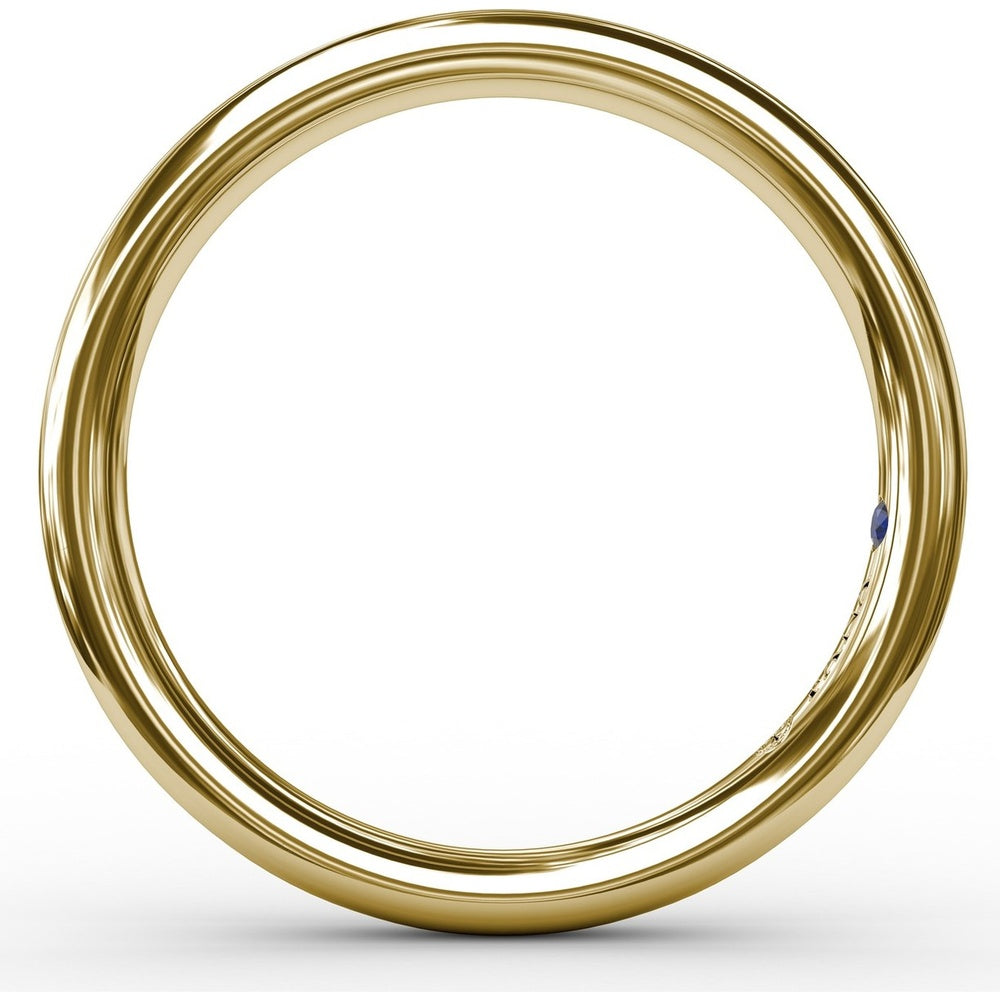 Polished Round Wedding Band with Inner Engraving by Fana