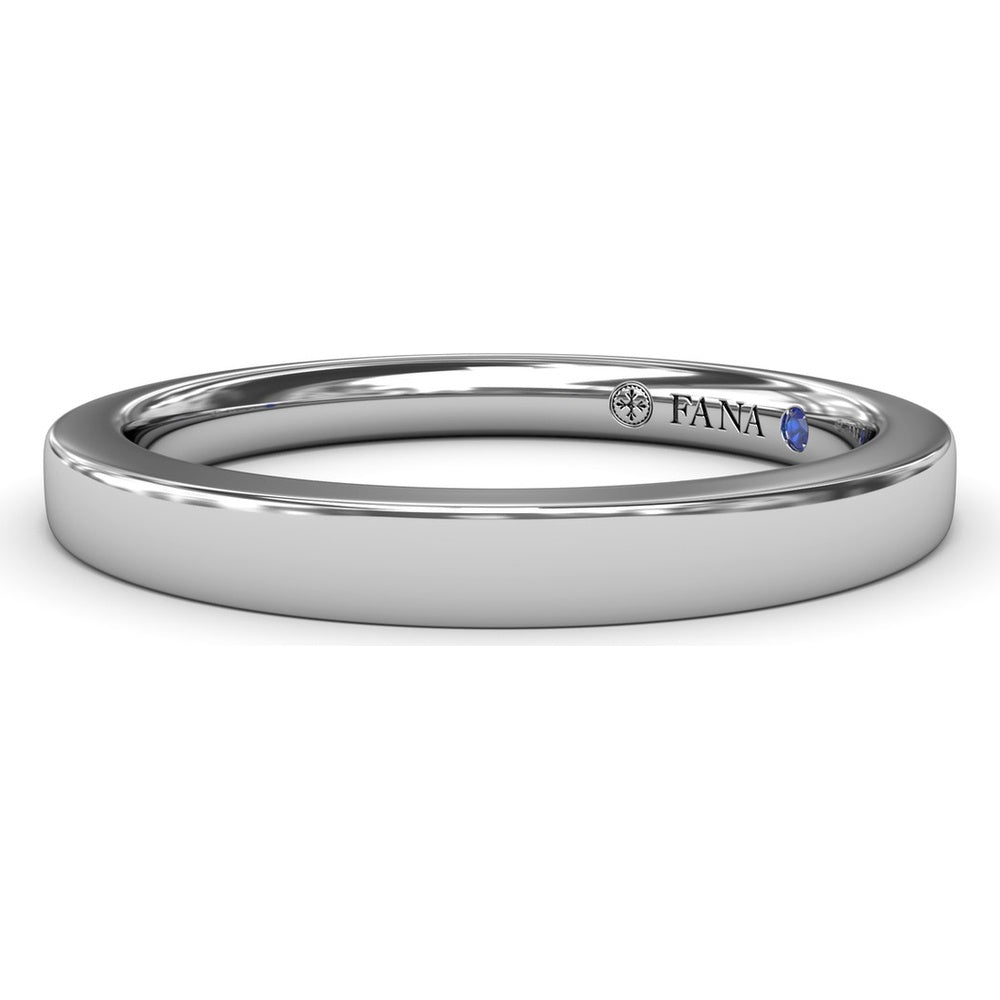 Polished Wedding Band with Hidden Blue Gemstone for Engagement Ring Style S4375 by Fana