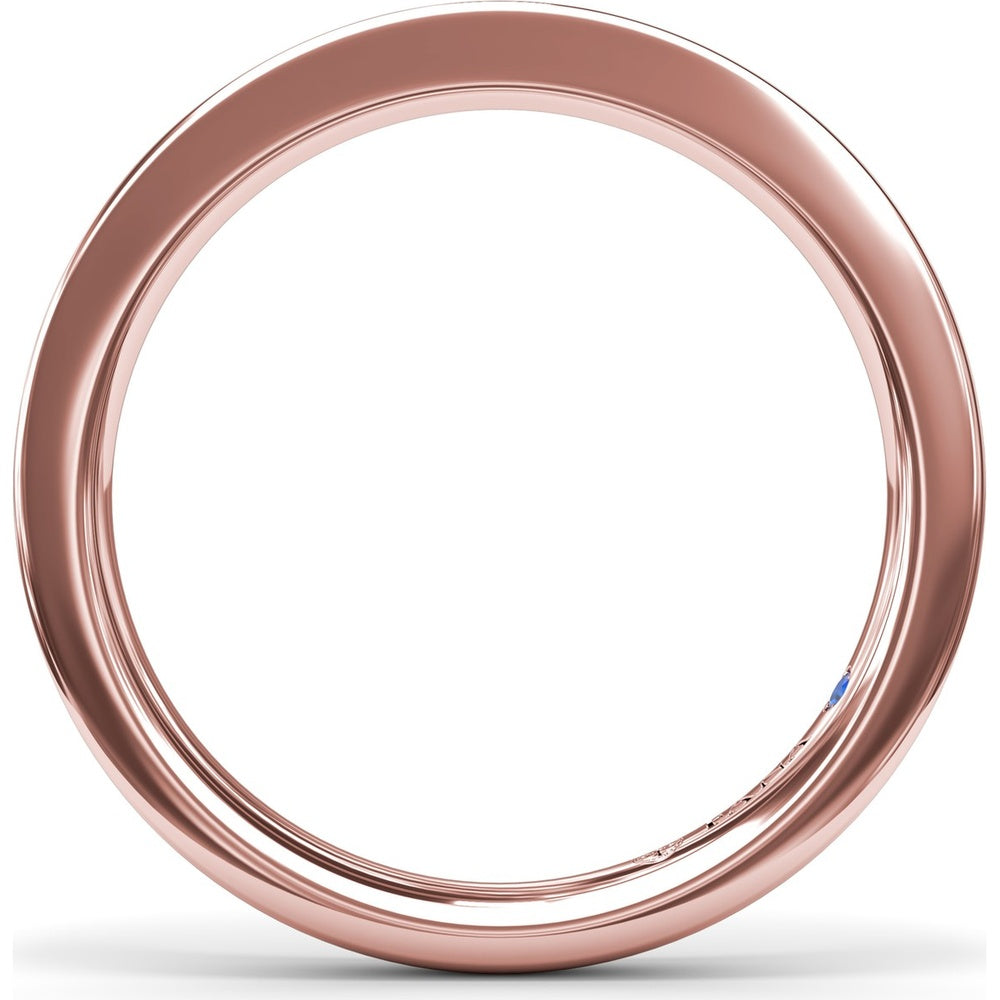 Polished Wedding Band with Hidden Blue Gemstone for Engagement Ring Style S4375 by Fana