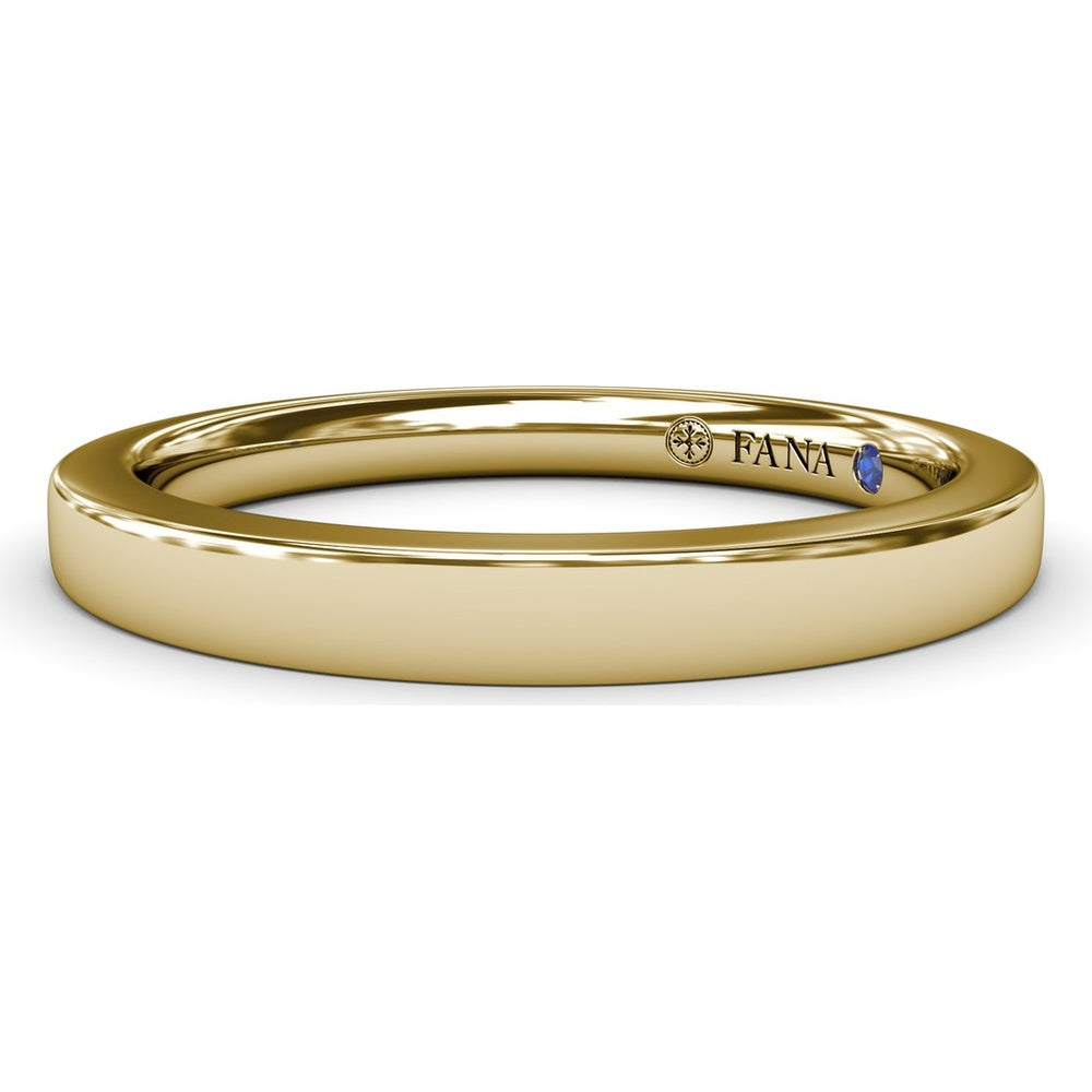 Polished Wedding Band with Hidden Blue Gemstone for Engagement Ring Style S4375 by Fana