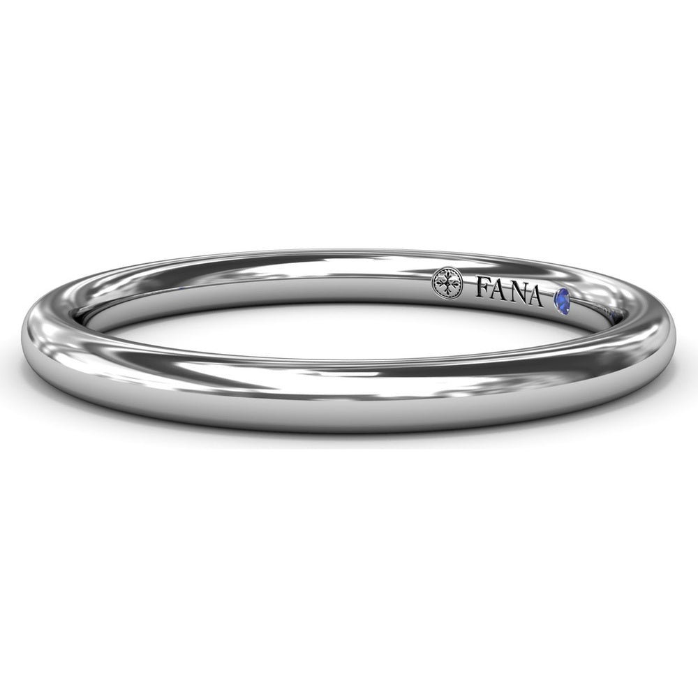 Polished Wedding Band with Hidden Blue Sapphire Detail to Match Engagement Ring S4374 by Fana