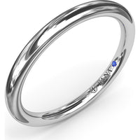 Polished Wedding Band with Hidden Blue Sapphire Detail to Match Engagement Ring S4374 by Fana