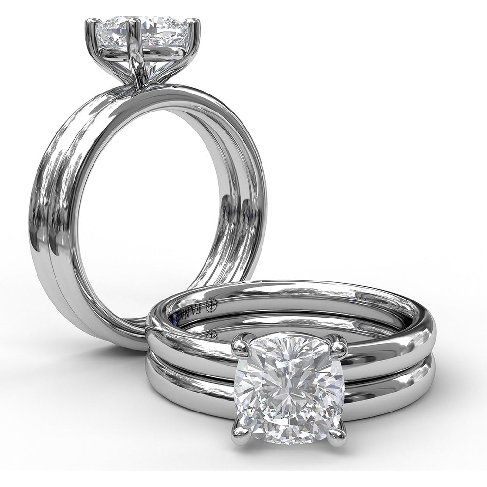 Polished Wedding Band with Hidden Round Blue Gemstone Detail to Match Engagement Ring S3047 by Fana