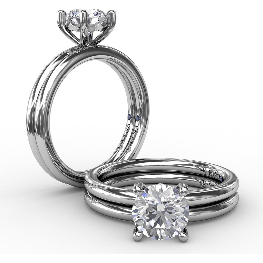 Polished Wedding Band with Round Profile Matching Engagement Ring Style S4013 by Fana