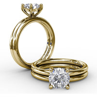 Polished Wedding Band with Round Profile Matching Engagement Ring Style S4013 by Fana