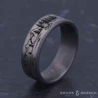 The Camper Men's Wedding Band in Grey Tantalum and Grey/Black Titanium - 7.5mm Width by Brook and Branch