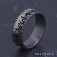The Peak Men's Wedding Band in Grey Tantalum and Grey/Black Titanium - 7.5mm Width by Brook and Branch