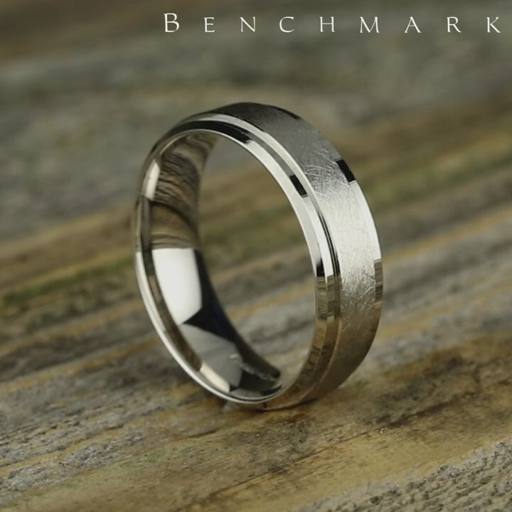 The Helix Men's Wedding Band in 14K White Gold - 6.5mm by Benchmark