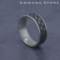 The Basket Men's Wedding Band in 14K White Gold and Grey Tantalum - 7.5mm Width by Ammara Stone