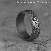The Basilica Men's Wedding Band in Grey Tantalum and 14K White - 7.5mm Width by Ammara Stone