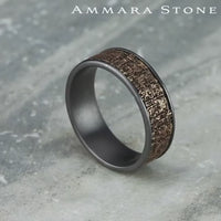 The Grove Men's Wedding Band in Grey Tantalum and 14K Rose Gold - 7.5mm Width by Ammara Stone