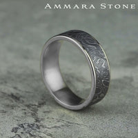 The Wild Men's Wedding Band in 14K White Gold and Grey Tantalum - 7.5mm Width by Ammara Stone