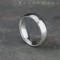 High Dome Comfort Fit Men's Wedding Band in 14K White Gold - 6mm by Benchmark