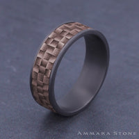 The Weaver Men's Wedding Band in Grey Tantalum and 14K Rose Gold - 7.5mm Width by Ammara Stone