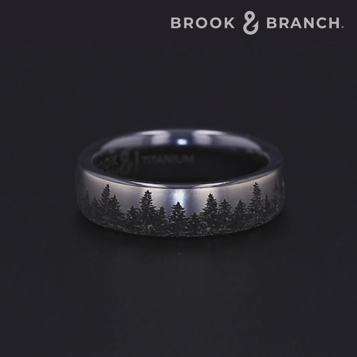 The Evergreen Men's Wedding Band in Grey/Black Titanium - 6.5mm Width by Brook and Branch