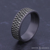 The Angler Men's Wedding Band in Grey Tantalum and 14K White Gold - 7.5mm Width by Brook and Branch