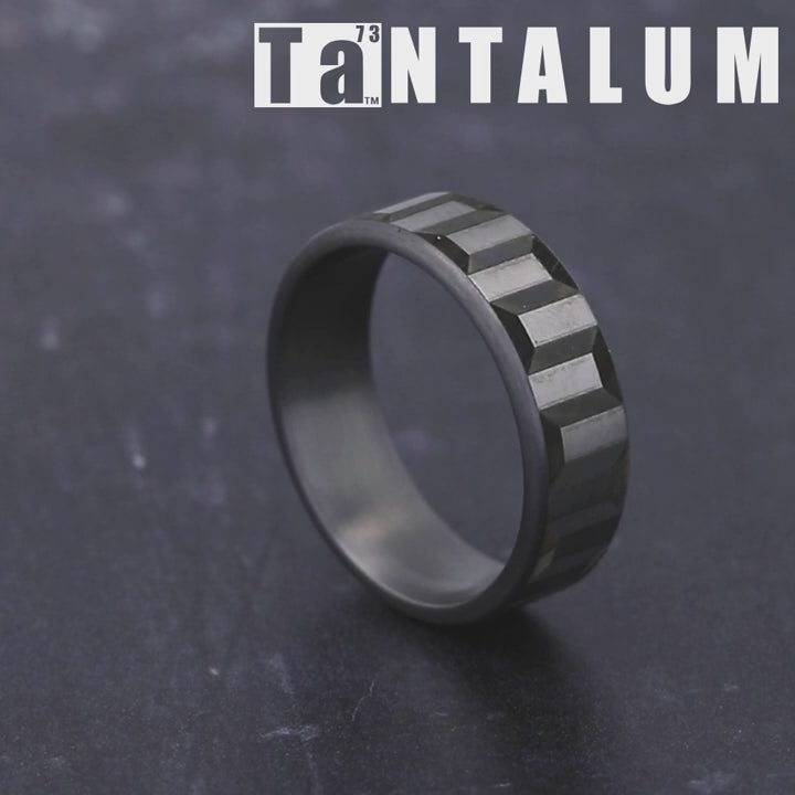 The Sprocket Men's Wedding Band in Grey Tantalum - 7mm Width by Tantalum
