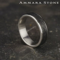 The Prince Men's Wedding Band in 14K White Gold and Tantalum - 6.5mm Width by Ammara Stone