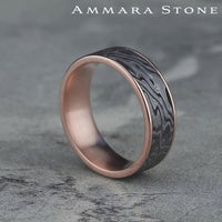 The Switch Men's Wedding Band in 14K Rose Gold and Grey Tantalum - 7.5mm Width by Ammara Stone