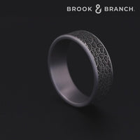 The Coral Men's Wedding Band in Grey Tantalum and Grey/Black Titanium - 7.5mm Width by Brook and Branch