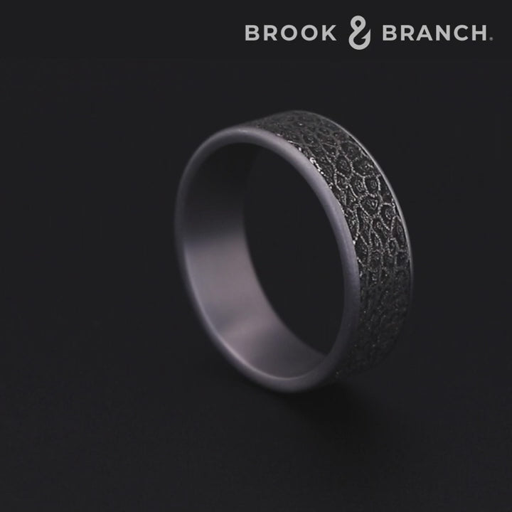 The Coral Men's Wedding Band in Grey Tantalum and Grey/Black Titanium - 7.5mm Width by Brook and Branch