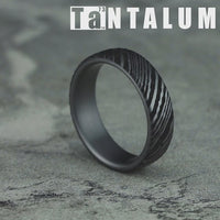The Wood Grain Men's Wedding Band in Grey Tantalum - 6.5mm Width by Tantalum