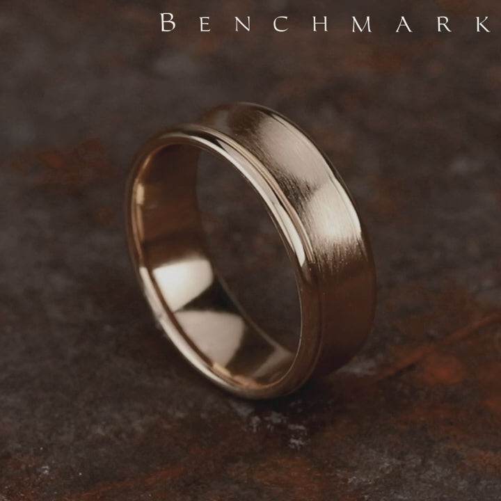 The Desoto Men's Wedding Band in 14K Rose Gold - 7.5mm Width by Benchmark