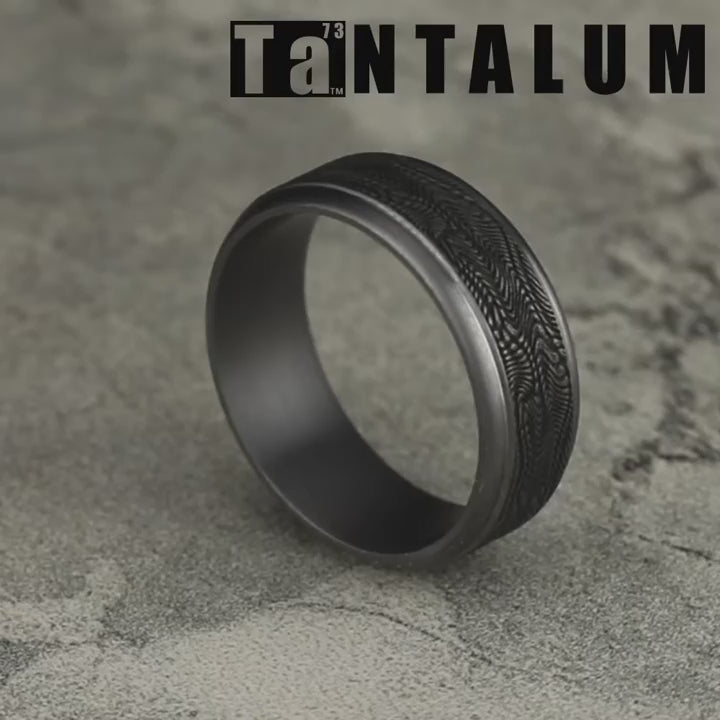 The Mamba Men's Wedding Band in Grey Tantalum - 8mm Width by Tantalum