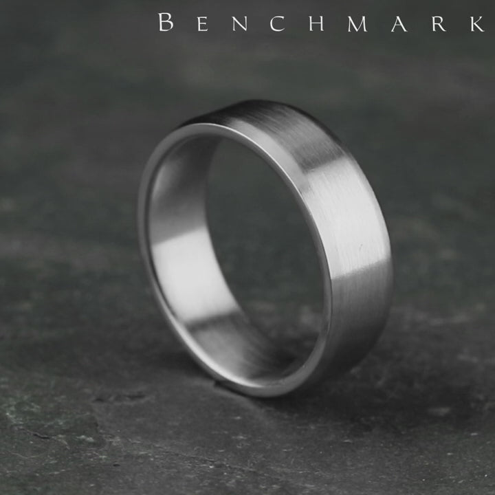 The Squire Men's Wedding Band in 14K White Gold - 6.5mm by Benchmark