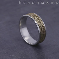 The Domain Men's Wedding Band in 14K White and Yellow Gold - 7mm by Benchmark