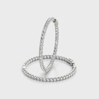 14K White Gold 1.56 Carat Total Weight Lab Diamond 2 Inch Four-Prong Round Hoop Earrings by Robinson's Jewelers