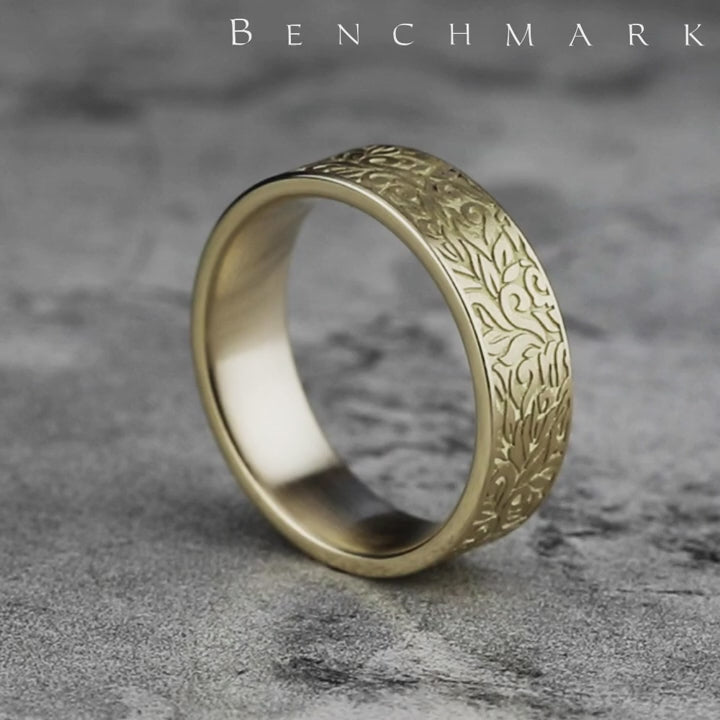 The Ranch Men's Wedding Band in 14K Yellow Gold - 7mm Width by Benchmark