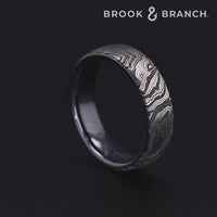 The Explorer Men's Wedding Band in Grey/Black Titanium - 7.5mm Width by Brook and Branch