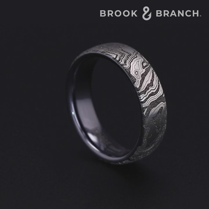 The Explorer Men's Wedding Band in Grey/Black Titanium - 7.5mm Width by Brook and Branch
