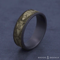 The Arrowhead Men's Wedding Band in Grey Tantalum and 14K Yellow Gold - 7.5mm Width by Brook and Branch