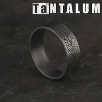 The Bryce Men's Wedding Band in Grey Tantalum and Grey/Black Titanium - 8mm Width by Tantalum