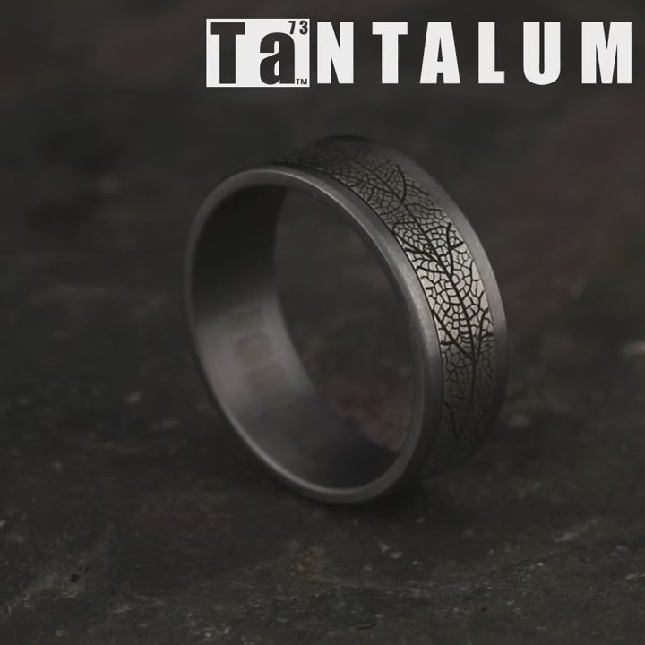 The Bryce Men's Wedding Band in Grey Tantalum and Grey/Black Titanium - 8mm Width by Tantalum